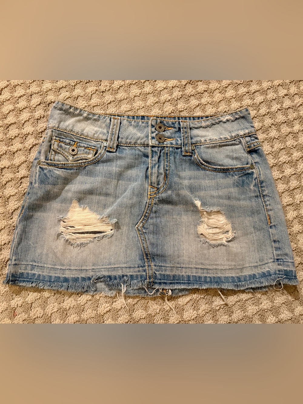 Velvet Heart Distressed Light Wash Denim Mini Skirt